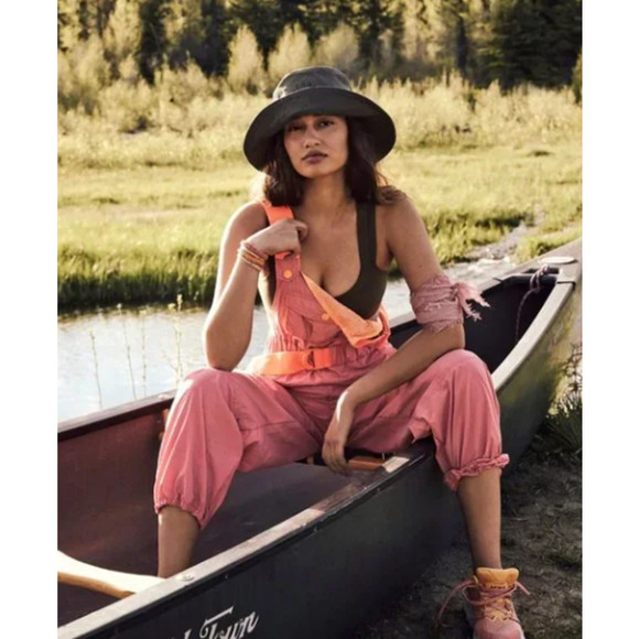 NWOT Free People FP Movement Morning Meadow Jumpsuit Overalls Matte Rose XS - Picture 2 of 10